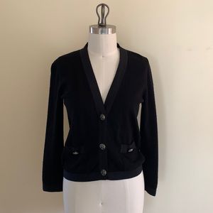 The Kooples Black Cropped Cardigan Sweater Merino Wool Cashmere Size X-Small